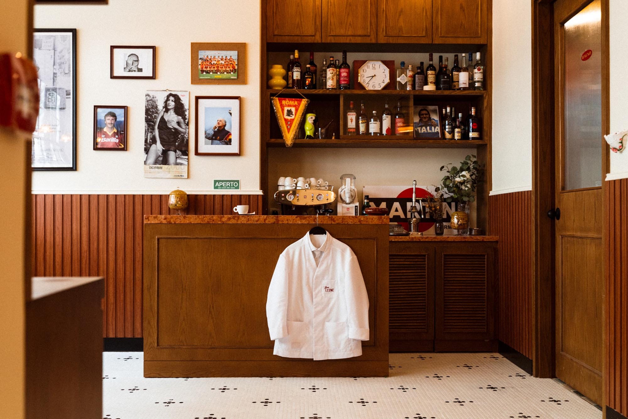 An AS Roma pennant hangs on the walls at Bar Leone. Photo: Supplied