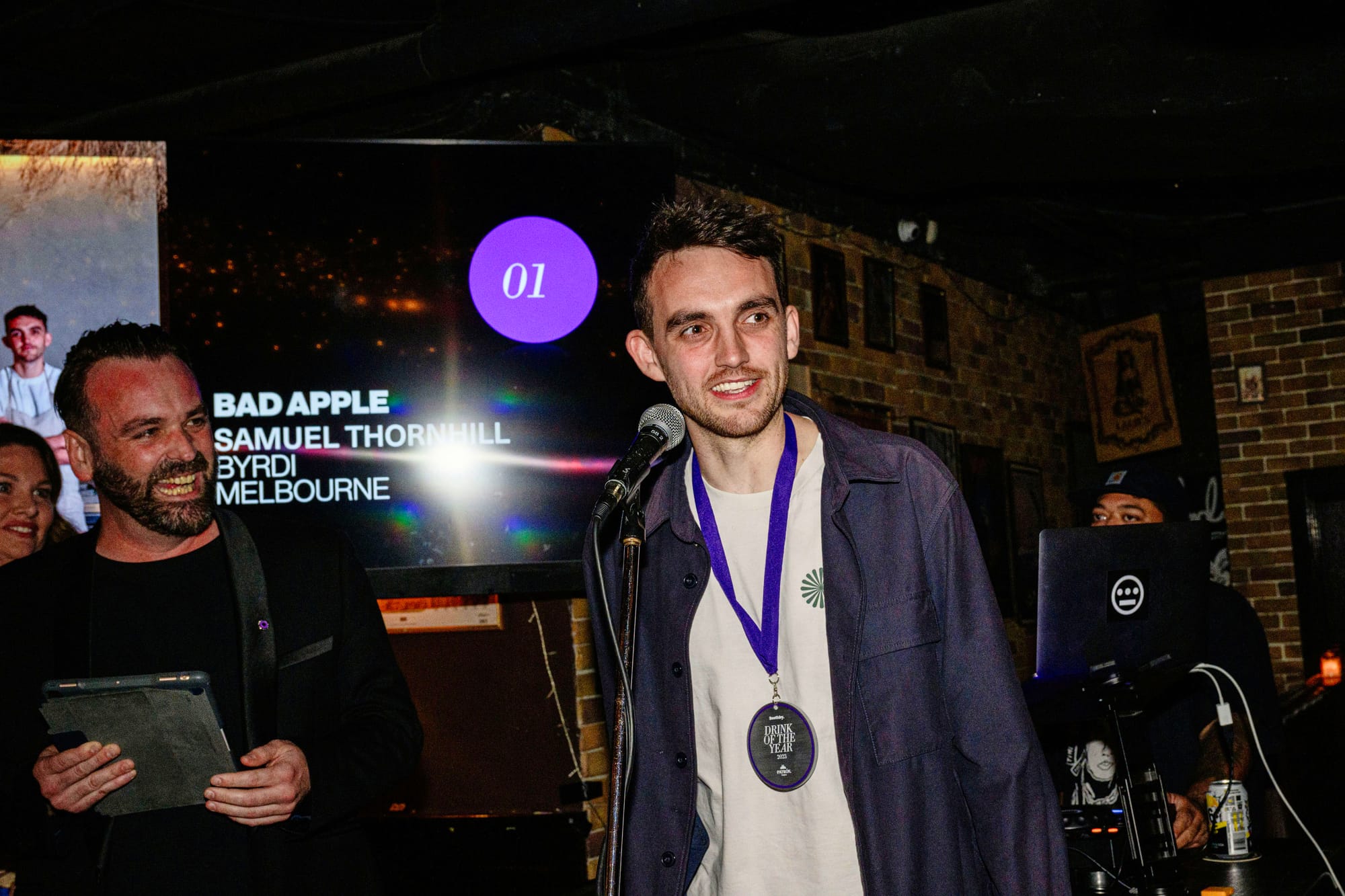 Samuel Thornhill winning the Drink of the Year presented by Patrón