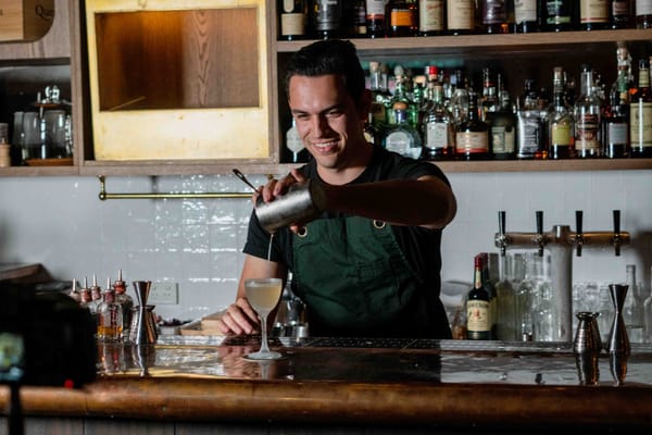 Alex Gondzioulis makes the Mary Celeste cocktail. Photo: Boothby