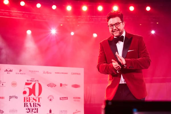 Mark Sansom hosting The World's 50 Best Bars 2021. Photo: Supplied