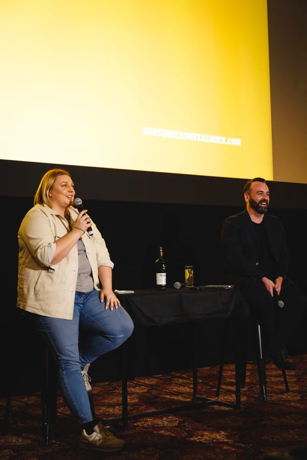 Samantha Payne and Sam Bygrave during the Better Bars Summit. Photo: Christopher Pearce/Bartenders' Weekender