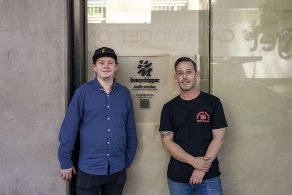 Alex Johnston and Josh Mack outside the forthcoming Honeydripper. Photo: Boothby