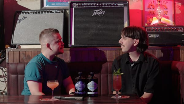 James MacRae and Caleb Wilkin talk at Memphis Slim's in Adelaide. Photo: Boothby